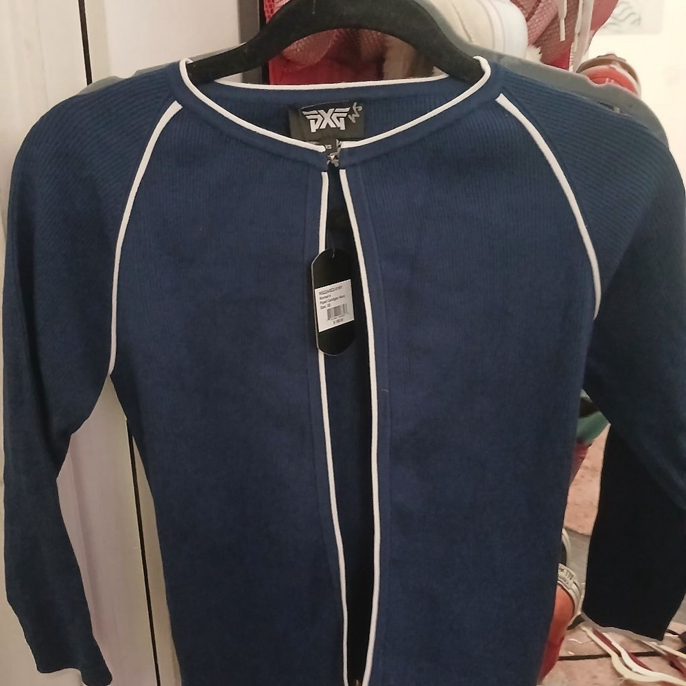 Women's PXG Piped Cardigan XS Navy White
